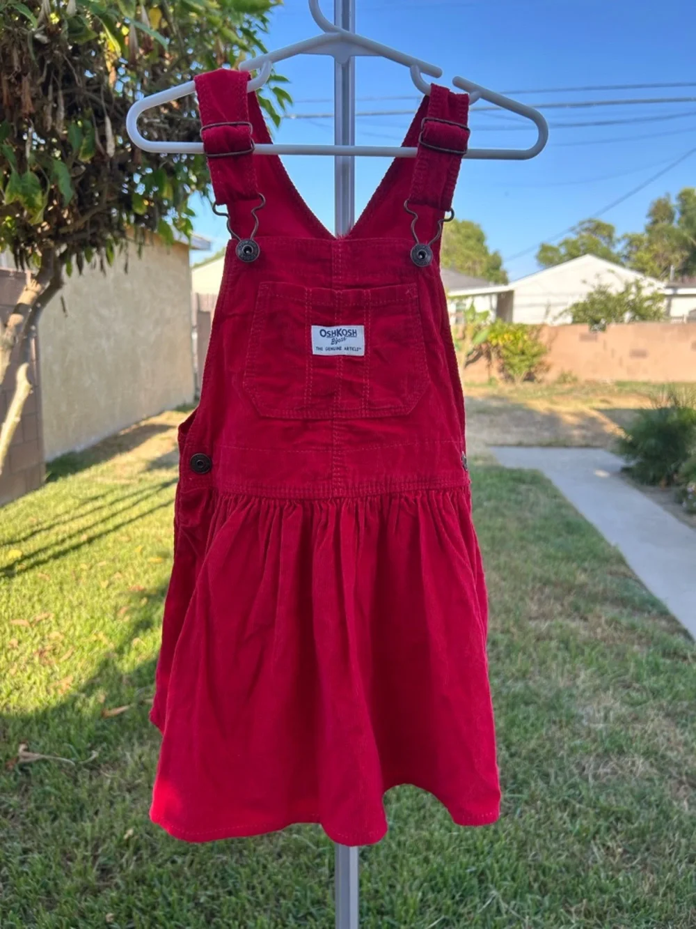 OshKosh B'gosh Bright Red Corduroy Overall Dress for Kids